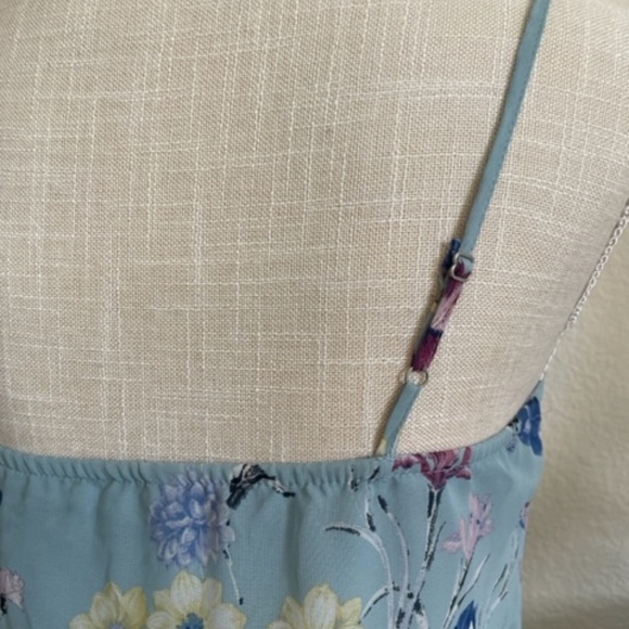 Xhilaration By Target | Y2K Blue Pastel Floral Ruffle Spaghetti Strap Top, XS - Picture 7 of 9